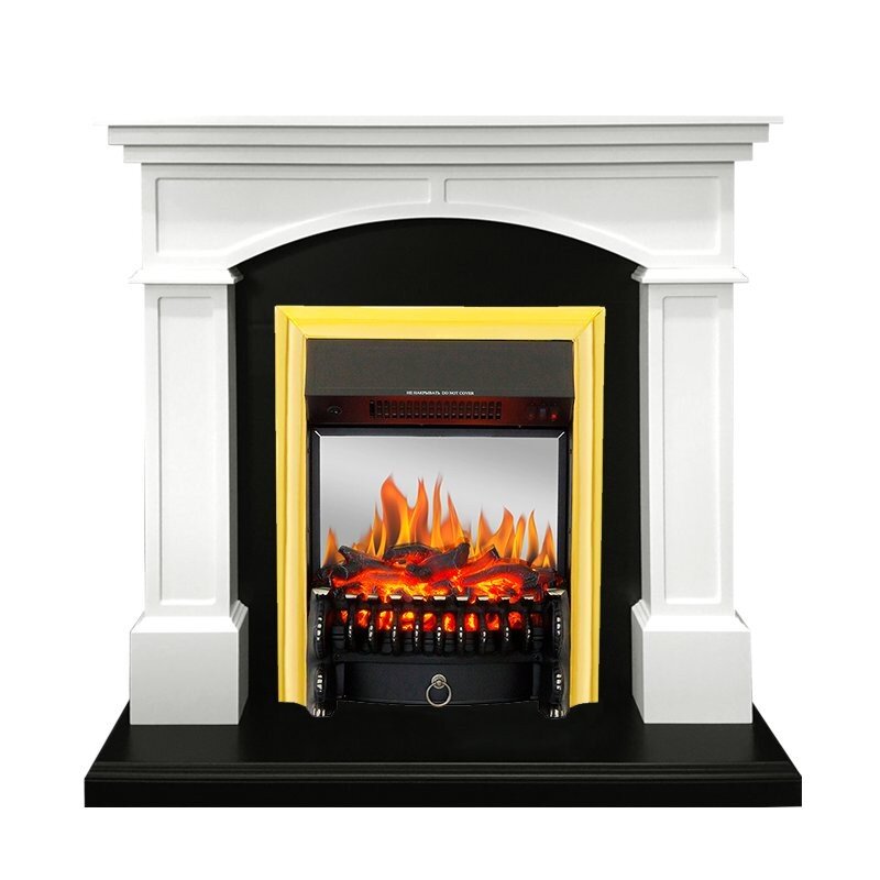 Каминокомплект Royal Flame Langford - Белый с черным с очагом Fobos FX M Brass фото 1 — Умный климат - Красноярск