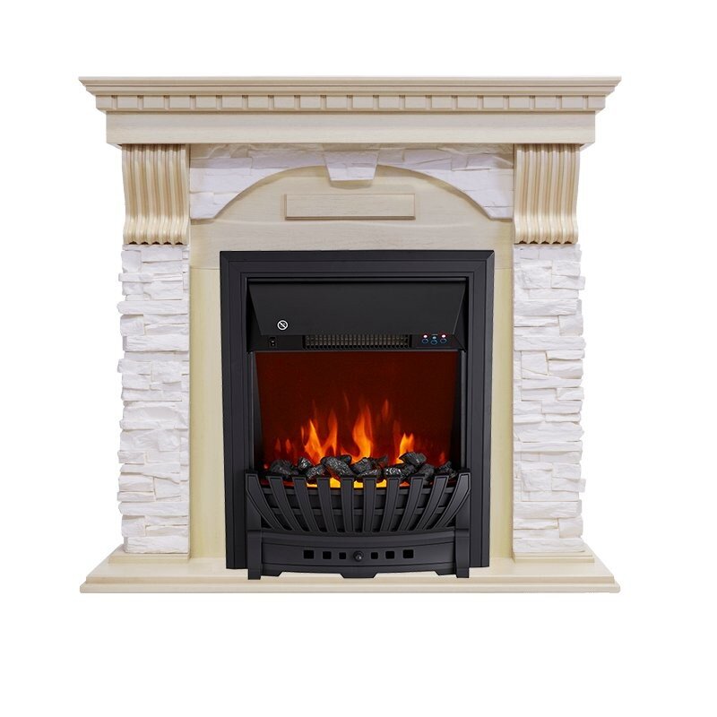 Каминокомплект Royal Flame Dublin - Слоновая кость с патиной / Сланец крем с очагом Aspen Black фото 1 — Умный климат - Красноярск