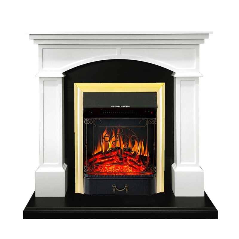 Каминокомплект Royal Flame Langford - Белый с черным с очагом Majestic FX Brass фото 1 — Умный климат - Красноярск