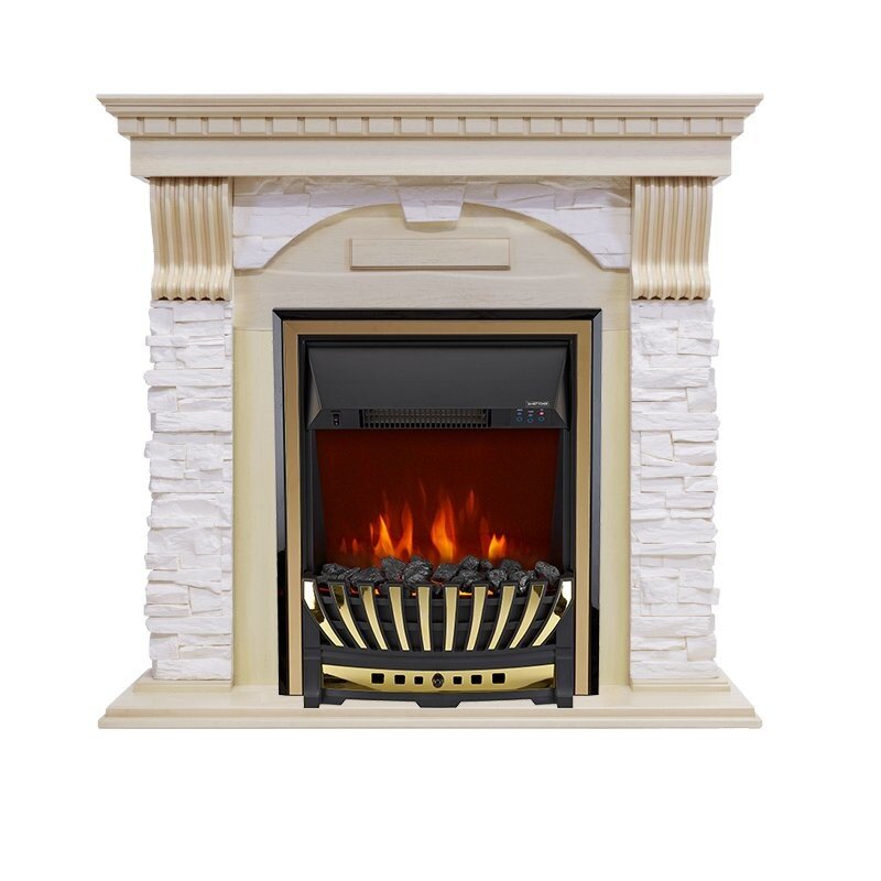 Каминокомплект Royal Flame Dublin - Слоновая кость с патиной / Сланец крем с очагом Aspen Gold фото 1 — Умный климат - Красноярск