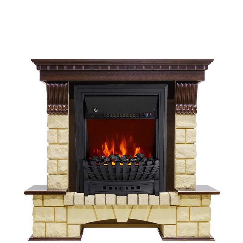 Каминокомплект Royal Flame Pierre Luxe - Темный дуб / Шампань с очагом Aspen Black фото 1 — Умный климат - Красноярск