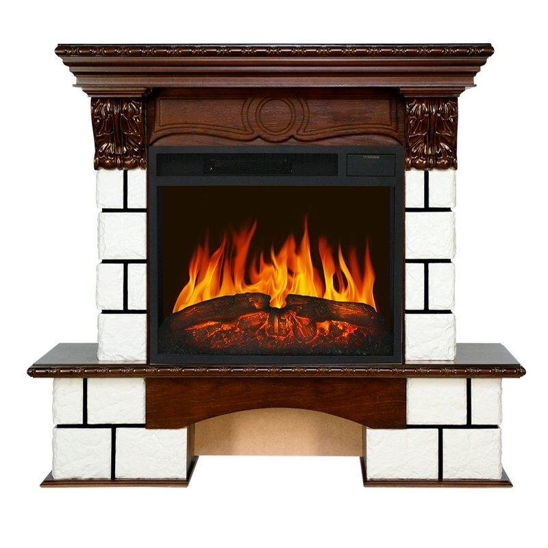 Каминокомплект Royal Flame Pierre Luxe - Белый / Темный дуб с очагом Vision 23 LED FX фото 1 — Умный климат - Красноярск