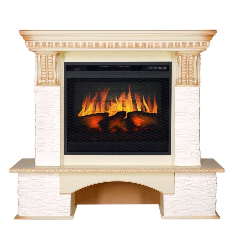 Каминокомплект Royal Flame Pierre Luxe - Сланец белый / Слоновая кость очаг Vision 23 EF LED 3D FX фото 1 — Умный климат - Красноярск