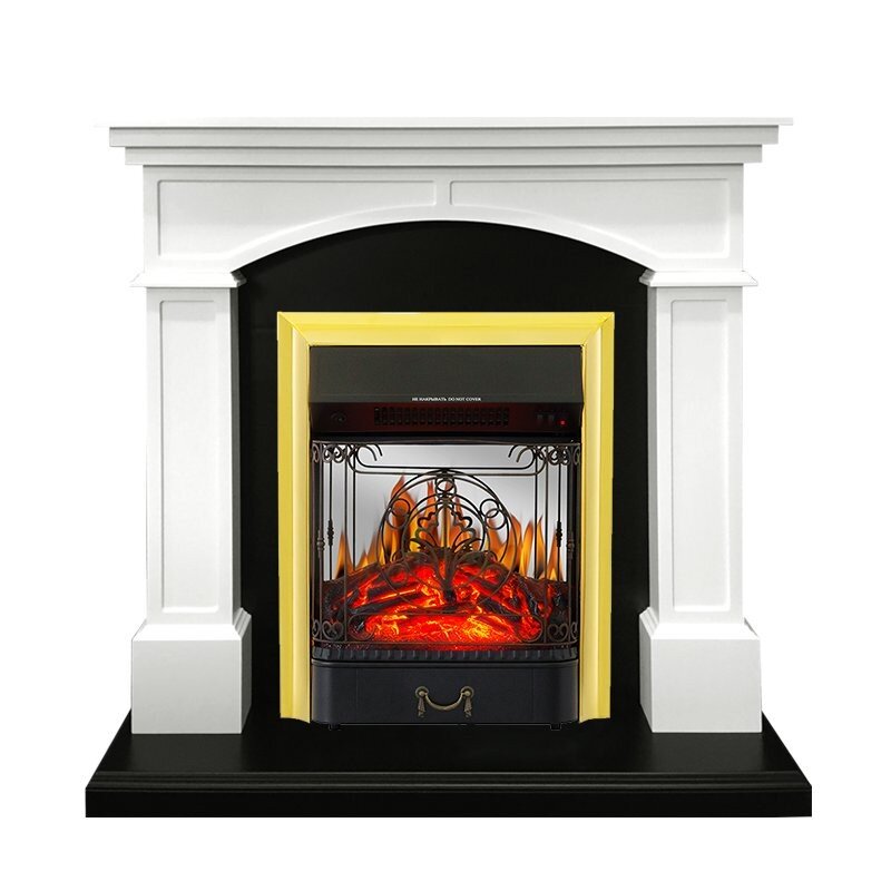 Каминокомплект Royal Flame Langford - Белый с черным с очагом Majestic FX M Brass фото 1 — Умный климат - Красноярск