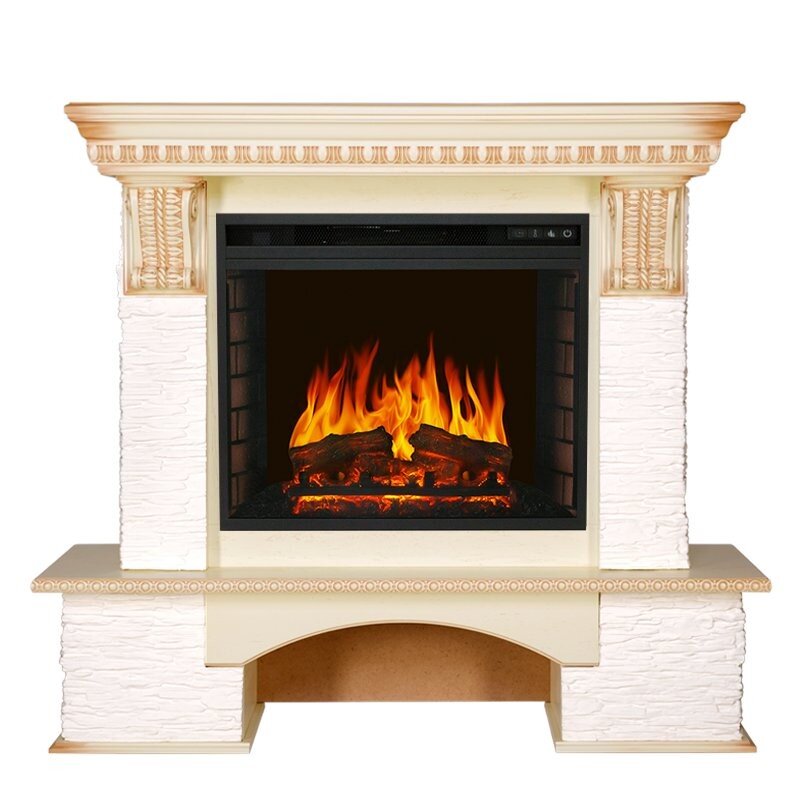 Каминокомплект Royal Flame Pierre Luxe - Сланец белый / Слоновая кость очаг Vision 23 EF LED FX фото 1 — Умный климат - Красноярск