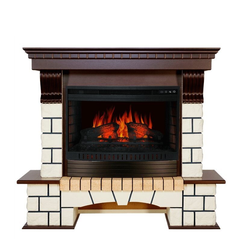 Каминокомплект Royal Flame Pierre Luxe - Темный дуб / Белый с очагом Dioramic 26 LED FX фото 1 — Умный климат - Красноярск