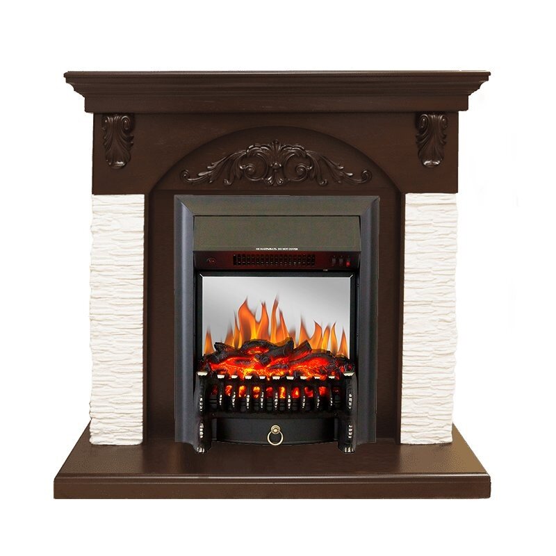 Каминокомплект Royal Flame Bern Сланец мелкий белый / Темный дуб с очагом Fobos FX M Black фото 1 — Умный климат - Красноярск