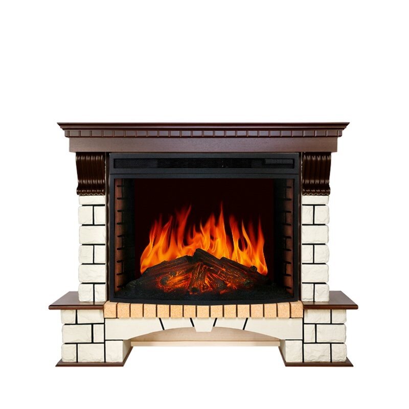 Каминокомплект Royal Flame Pierre Luxe - Темный дуб / Белый с очагом Dioramic 33 LED FX фото 1 — Умный климат - Красноярск