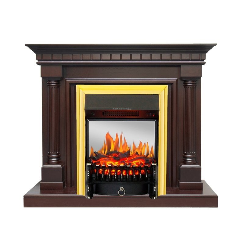 Каминокомплект Royal Flame Dallas - Темный дуб с очагом Fobos FX M Brass фото 1 — Умный климат - Красноярск