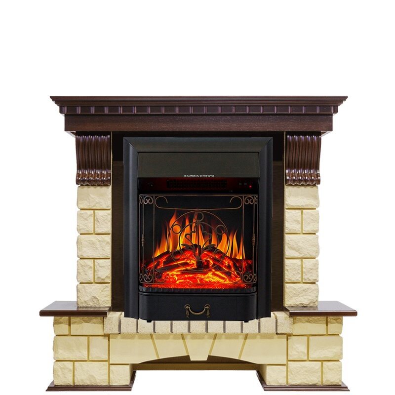 Каминокомплект Royal Flame Pierre Luxe - Темный дуб / Шампань с очагом Majestic FX Black фото 1 — Умный климат - Красноярск