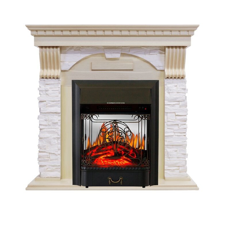 Каминокомплект Royal Flame Dublin - Слоновая кость с патиной / Сланец крем очаг Majestic FX M Black фото 1 — Умный климат - Красноярск