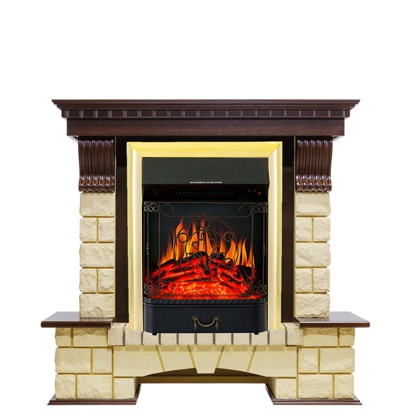 Каминокомплект Royal Flame Pierre Luxe - Темный дуб / Шампань с очагом Majestic FX Brass фото 1 — Умный климат - Красноярск