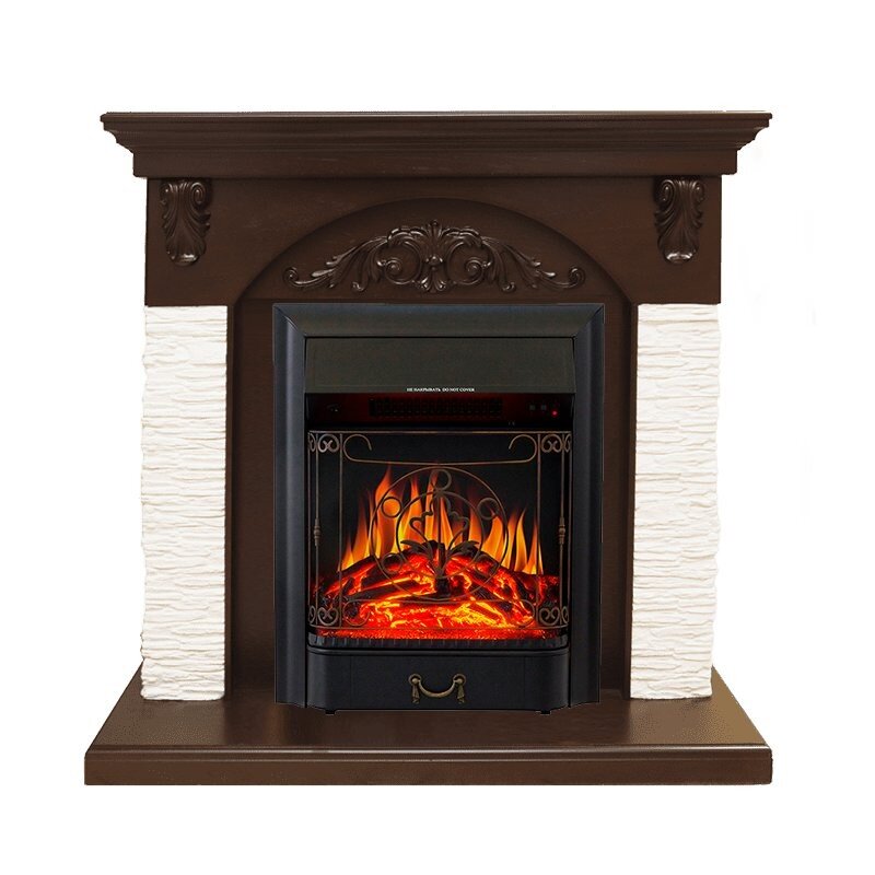 Каминокомплект Royal Flame Bern Сланец мелкий белый / Темный дуб с очагом Majestic FX Black фото 1 — Умный климат - Красноярск