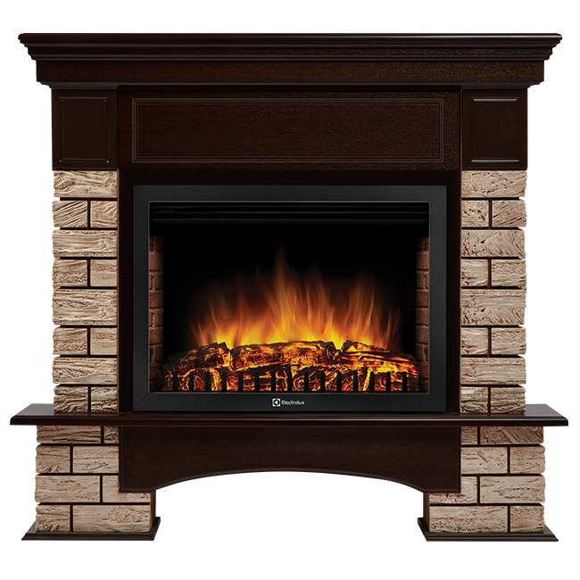 Портал Firelight Forte Wood 25 камень коричневый, шпон темный дуб фото 1 — Умный климат - Красноярск