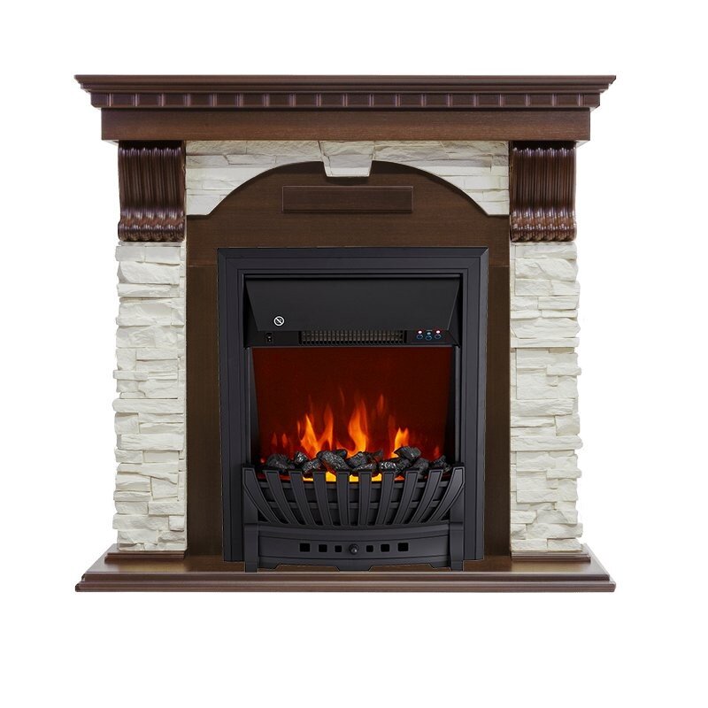 Каминокомплект Royal Flame Dublin угловой - Темный дуб / Сланец белый с очагом Aspen Black фото 1 — Умный климат - Красноярск