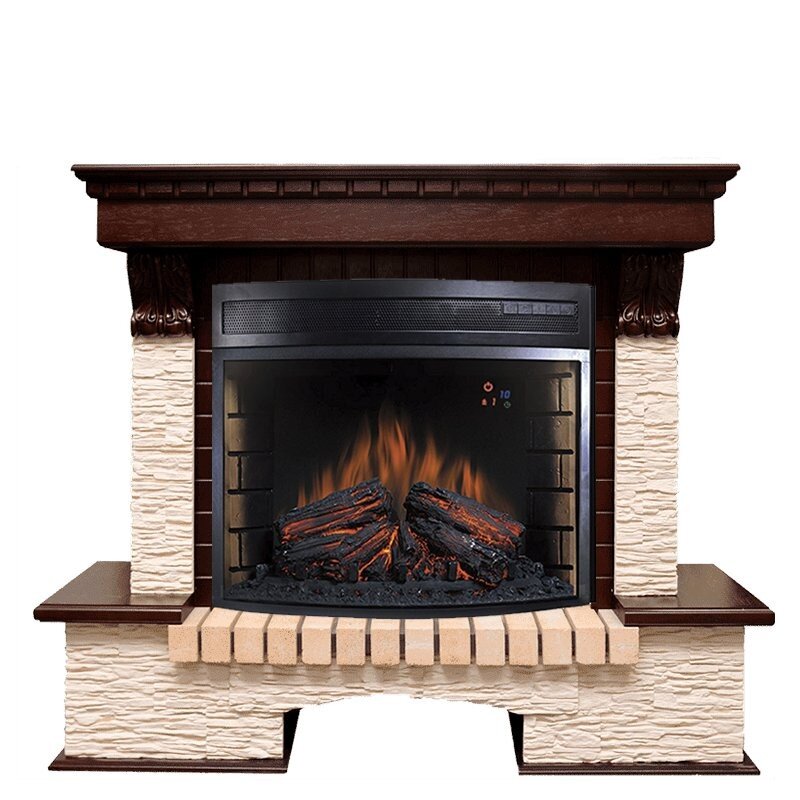 Каминокомплект Royal Flame Pierre Luxe - Темный дуб / Сланец бежевый с очагом Dioramic 28 LED FX фото 1 — Умный климат - Красноярск