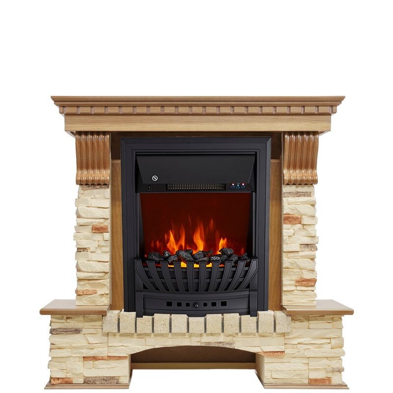 Каминокомплект Royal Flame Pierre Luxe - Дуб / Сланец с очагом Aspen Black фото 1 — Умный климат - Красноярск
