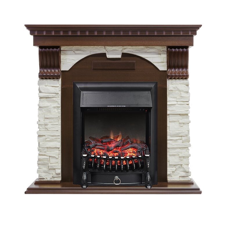 Каминокомплект Royal Flame Dublin угловой - Темный дуб / Сланец белый с очагом Fobos FX Black фото 1 — Умный климат - Красноярск
