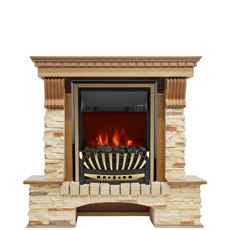 Каминокомплект Royal Flame Pierre Luxe - Дуб / Сланец с очагом Aspen Gold фото 1 — Умный климат - Красноярск