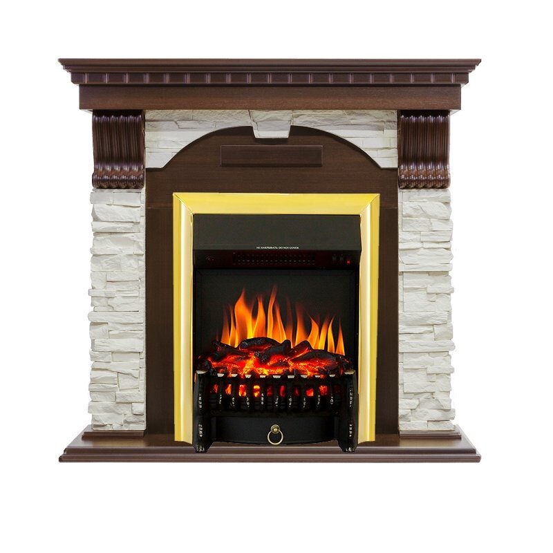Каминокомплект Royal Flame Dublin угловой - Темный дуб / Сланец белый с очагом Fobos FX Brass фото 1 — Умный климат - Красноярск