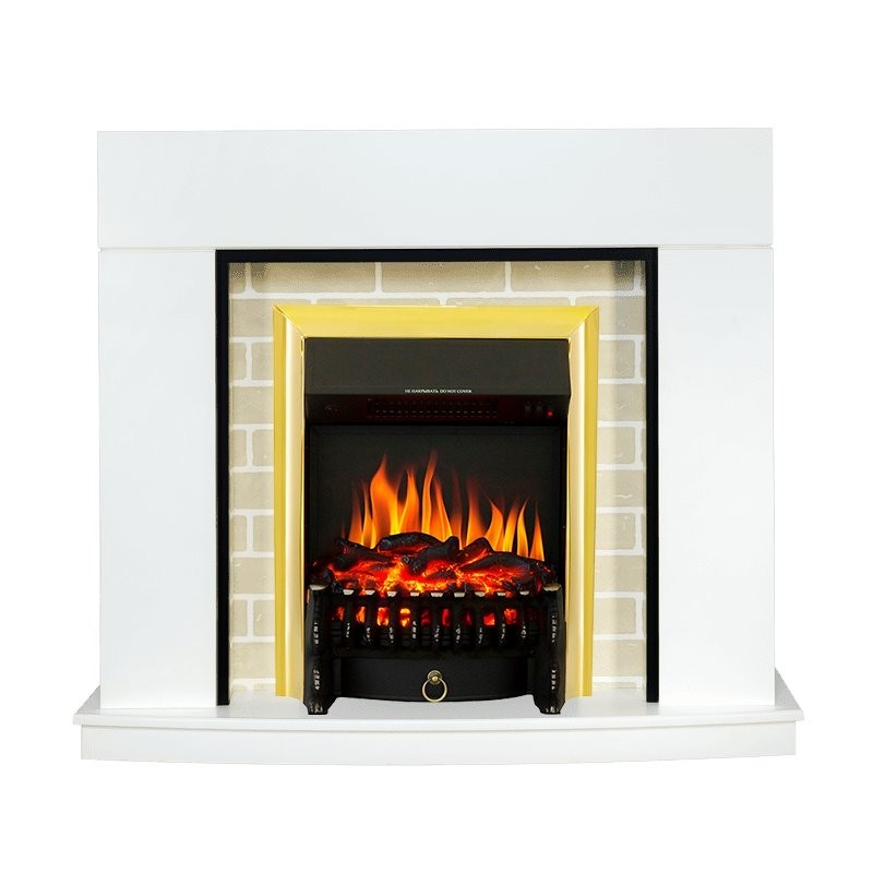 Каминокомплект Royal Flame Montana - Белый с очагом Fobos FX Brass фото 1 — Умный климат - Красноярск
