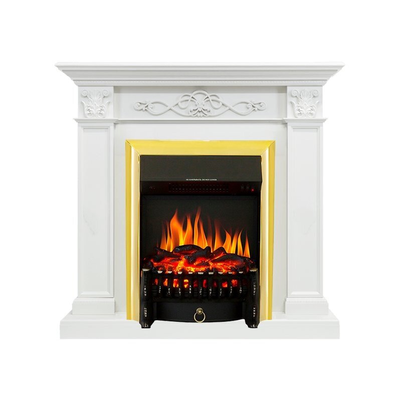 Каминокомплект Royal Flame Verona - Белый дуб с очагом Fobos FX Brass фото 1 — Умный климат - Красноярск