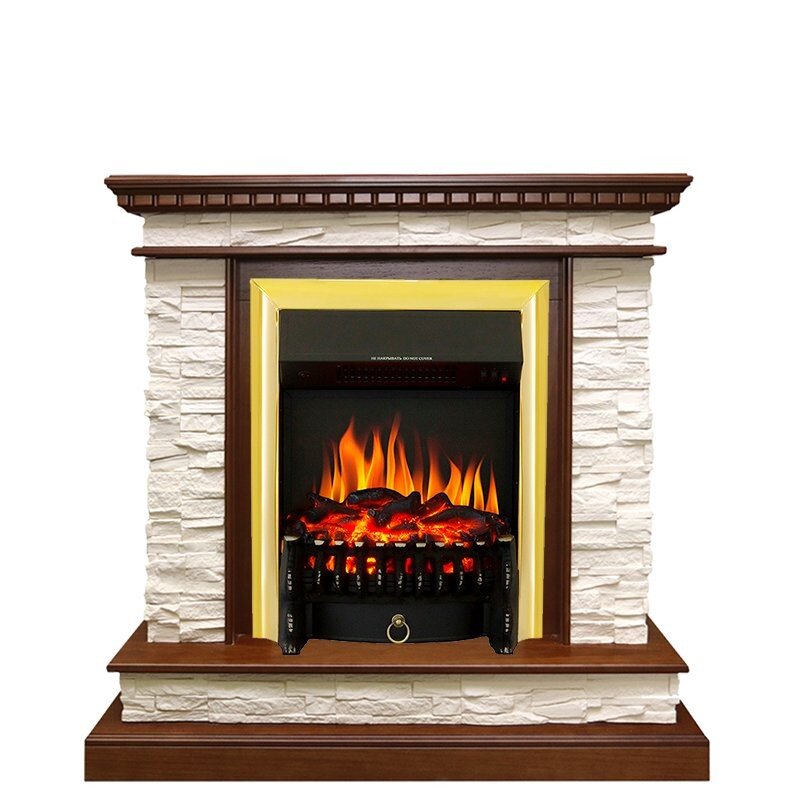 Каминокомплект Royal Flame Calgary - Дуб / Сланец белый с очагом Fobos FX Brass фото 1 — Умный климат - Красноярск