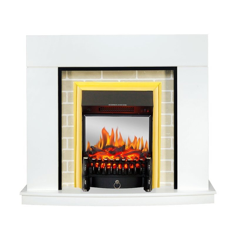 Каминокомплект Royal Flame Montana - Белый с очагом Fobos FX M Brass фото 1 — Умный климат - Красноярск