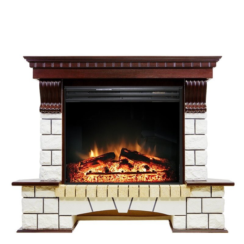 Каминокомплект Royal Flame Pierre Luxe угловой - Темный дуб / Белый с очагом Jupiter FX New фото 1 — Умный климат - Красноярск