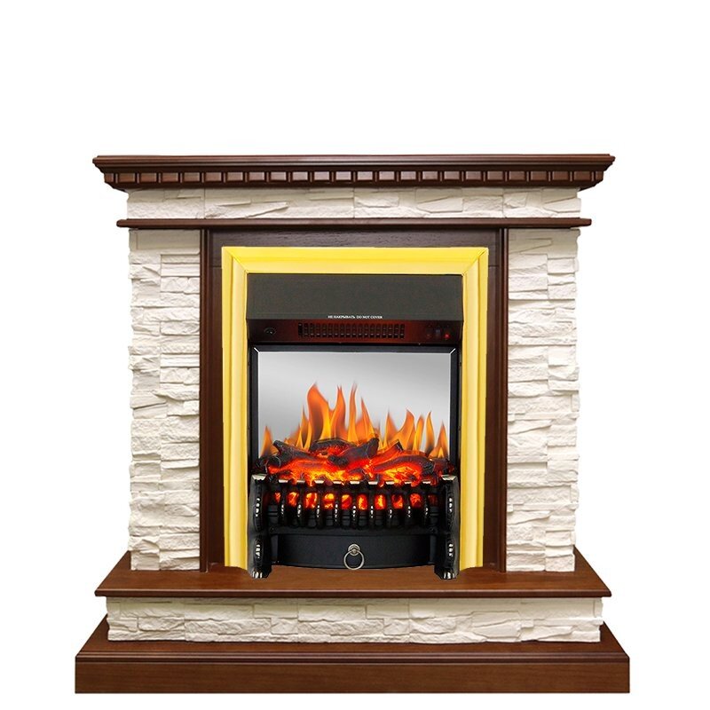 Каминокомплект Royal Flame Calgary - Дуб / Сланец белый с очагом Fobos FX M Brass фото 1 — Умный климат - Красноярск