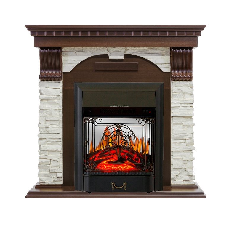 Каминокомплект Royal Flame Dublin угловой - Темный дуб / Сланец белый с очагом Majestic FX M Black фото 1 — Умный климат - Красноярск
