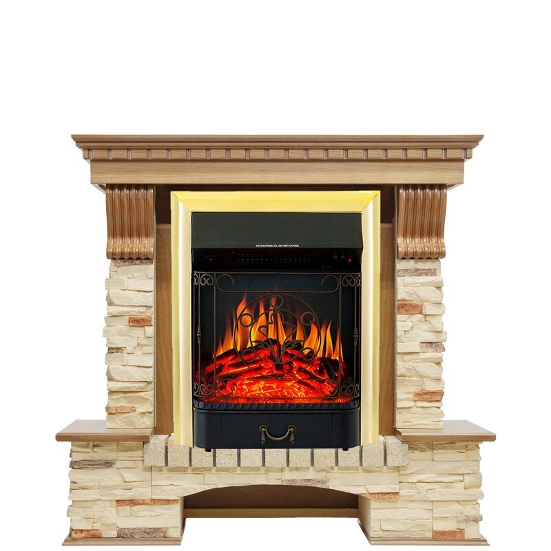Каминокомплект Royal Flame Pierre Luxe - Дуб / Сланец с очагом Majestic FX Brass фото 1 — Умный климат - Красноярск