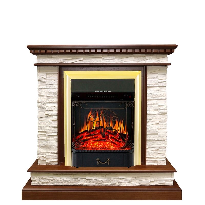 Каминокомплект Royal Flame Calgary - Дуб / Сланец белый с очагом Majestic FX Brass фото 1 — Умный климат - Красноярск