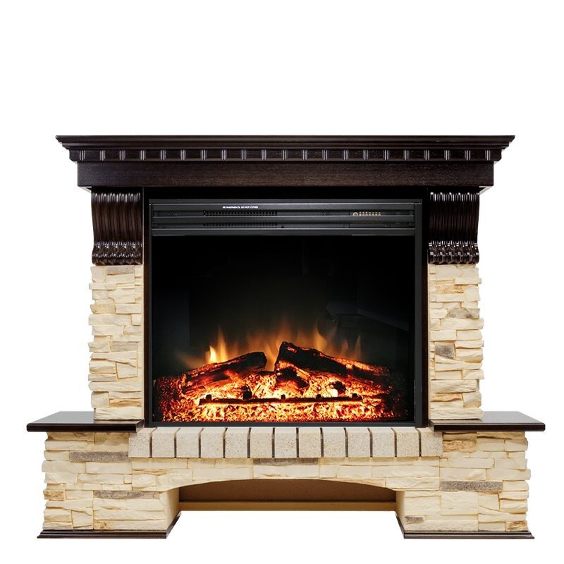 Каминокомплект Royal Flame Pierre Luxe угловой - Темный дуб / Сланец с очагом Jupiter FX New фото 1 — Умный климат - Красноярск