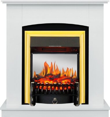 Каминокомплект Royal Flame Barcelona (разборный) - Белый с очагом Fobos FX M Brass &mdash; Умный климат - Красноярск