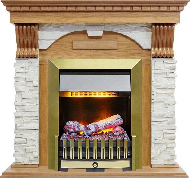 Каминокомплект Dimplex Dublin - Дуб / Сланец белый с очагом Danville Antique Brass FB2 фото 1 — Умный климат - Красноярск
