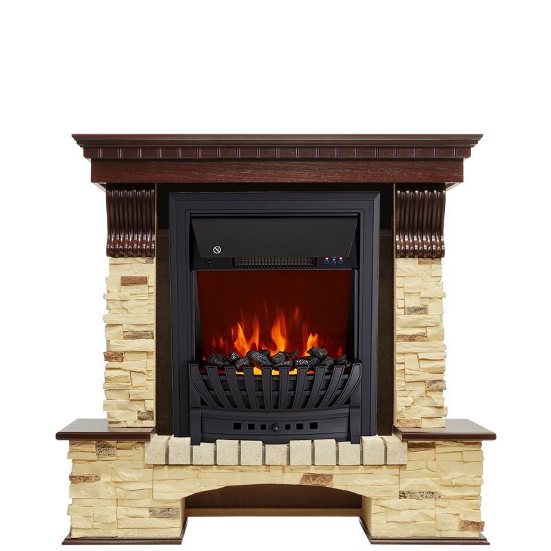 Каминокомплект Royal Flame Pierre Luxe - Темный дуб / Сланец с очагом Aspen Black фото 1 — Умный климат - Красноярск
