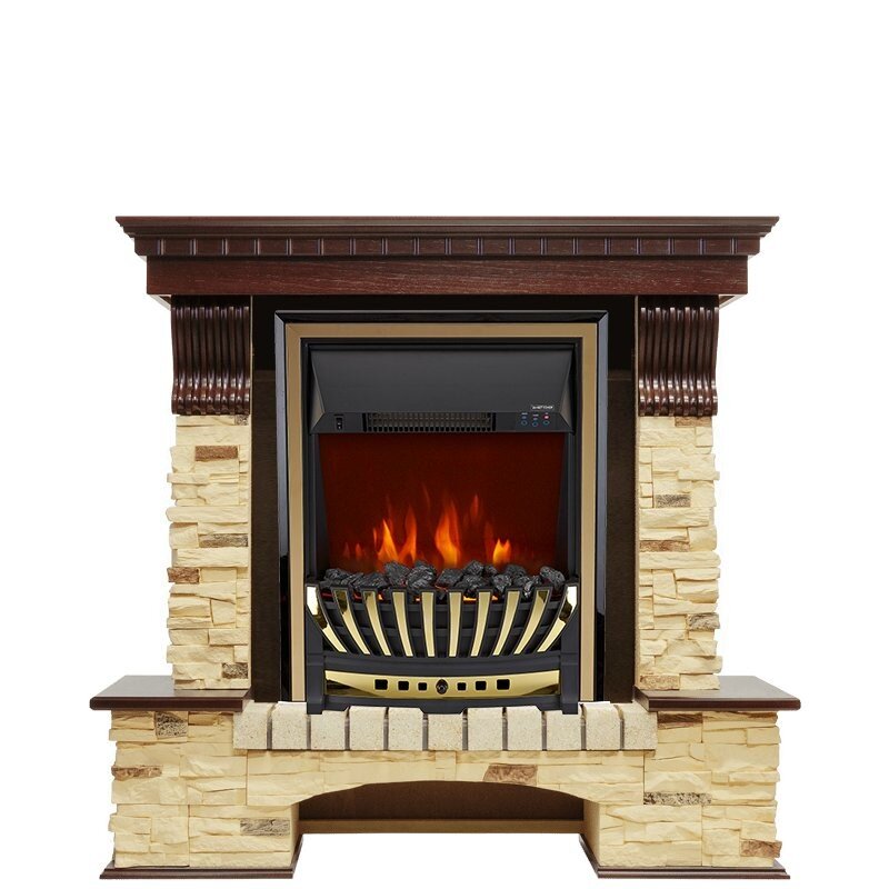 Каминокомплект Royal Flame Pierre Luxe - Темный дуб / Сланец с очагом Aspen Gold фото 1 — Умный климат - Красноярск