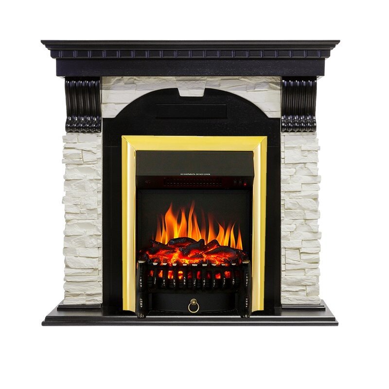 Каминокомплект Royal Flame Dublin - Венге / Сланец белый с очагом Fobos FX Brass фото 1 — Умный климат - Красноярск