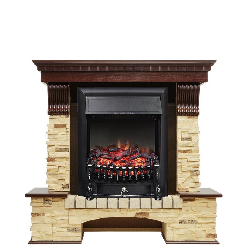 Каминокомплект Royal Flame Pierre Luxe - Темный дуб / Сланец с очагом Fobos FX Black фото 1 — Умный климат - Красноярск