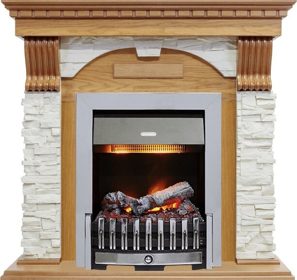 Каминокомплект Dimplex Dublin - Дуб / Сланец белый с очагом Danville Chrome FB2 фото 1 — Умный климат - Красноярск