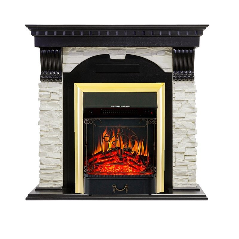 Каминокомплект Royal Flame Dublin - Венге / Сланец белый с очагом Majestic FX Brass фото 1 — Умный климат - Красноярск