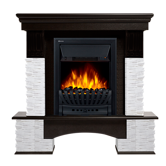 Портал Firelight Pietra Nuovo Classic сланец белый, шпон темный дуб фото 1 — Умный климат - Красноярск