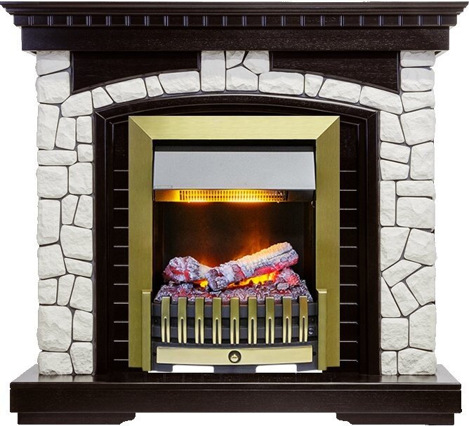 Каминокомплект Dimplex Glasgow - Венге / Белый с очагом Danville Antique Brass FB2 фото 1 — Умный климат - Красноярск