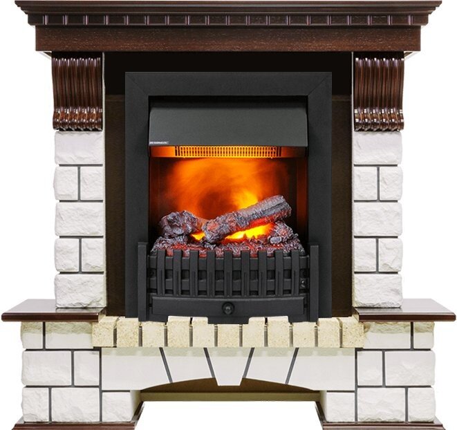 Каминокомплект Dimplex Pierre Luxe угловой - Темный дуб / Белый с очагом Danville Black FB2 фото 1 — Умный климат - Красноярск