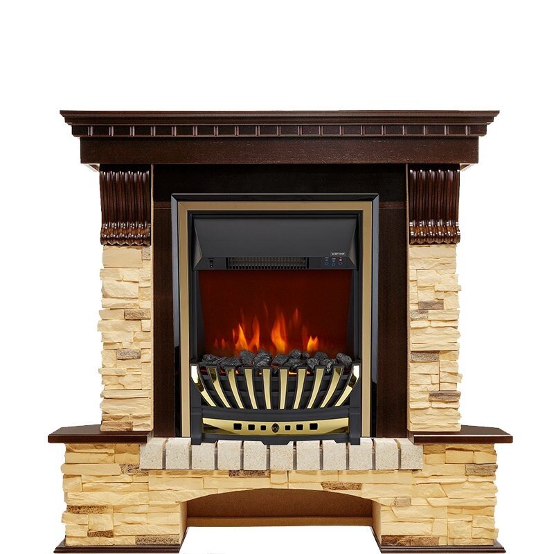 Каминокомплект Royal Flame Pierre Luxe угловой - Темный дуб / Сланец с очагом Aspen Gold фото 1 — Умный климат - Красноярск