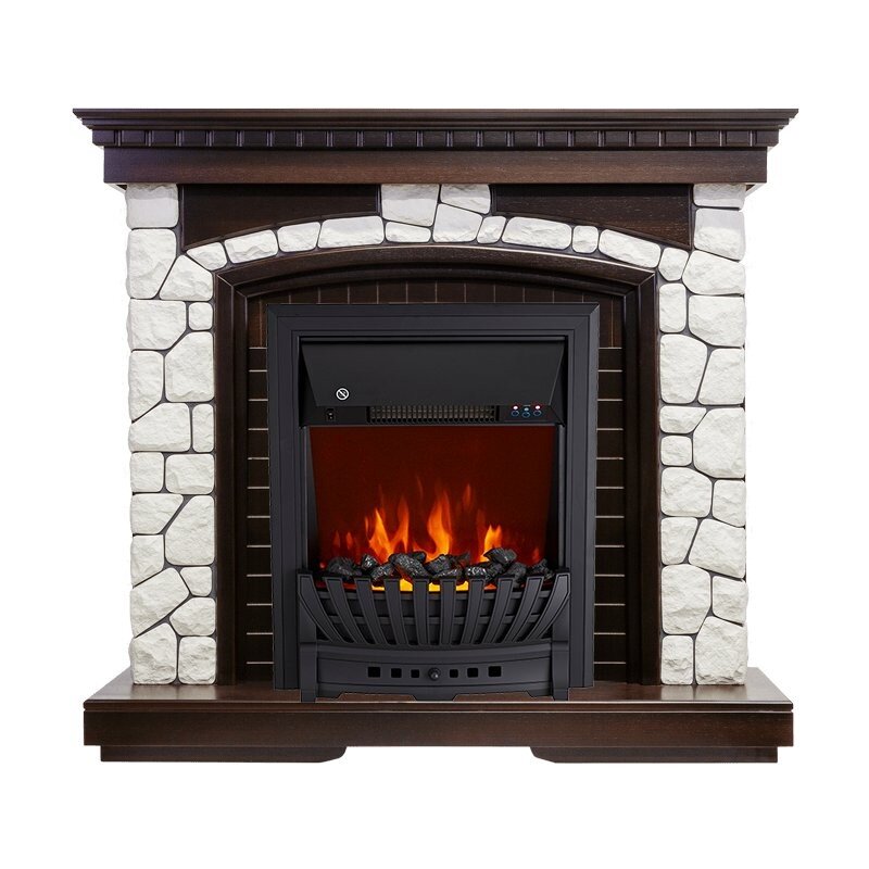 Каминокомплект Royal Flame Glasgow - Темный дуб / Белый с очагом Aspen Black фото 1 — Умный климат - Красноярск