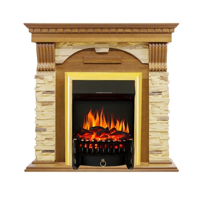 Каминокомплект Royal Flame Dublin -  Дуб / Сланец с очагом Fobos FX Brass фото 1 — Умный климат - Красноярск