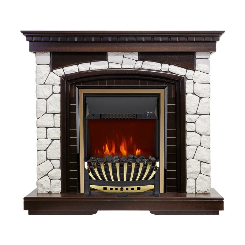 Каминокомплект Royal Flame Glasgow - Темный дуб / Белый с очагом Aspen Gold фото 1 — Умный климат - Красноярск