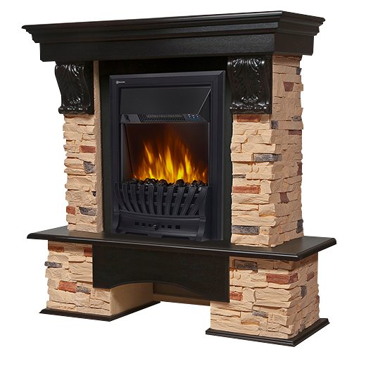 Портал Firelight Pietra Classic сланец натуральный, шпон темный дуб фото 1 — Умный климат - Красноярск